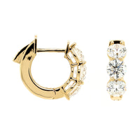 18K Yellow Gold Diamond Huggie Earrings