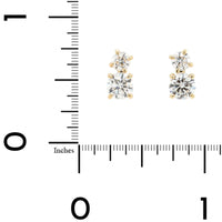 18K Yellow Gold 2 Stone Diamond Stud Earrings