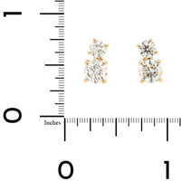 18K Yellow Gold 2 Stone Diamond Stud Earrings