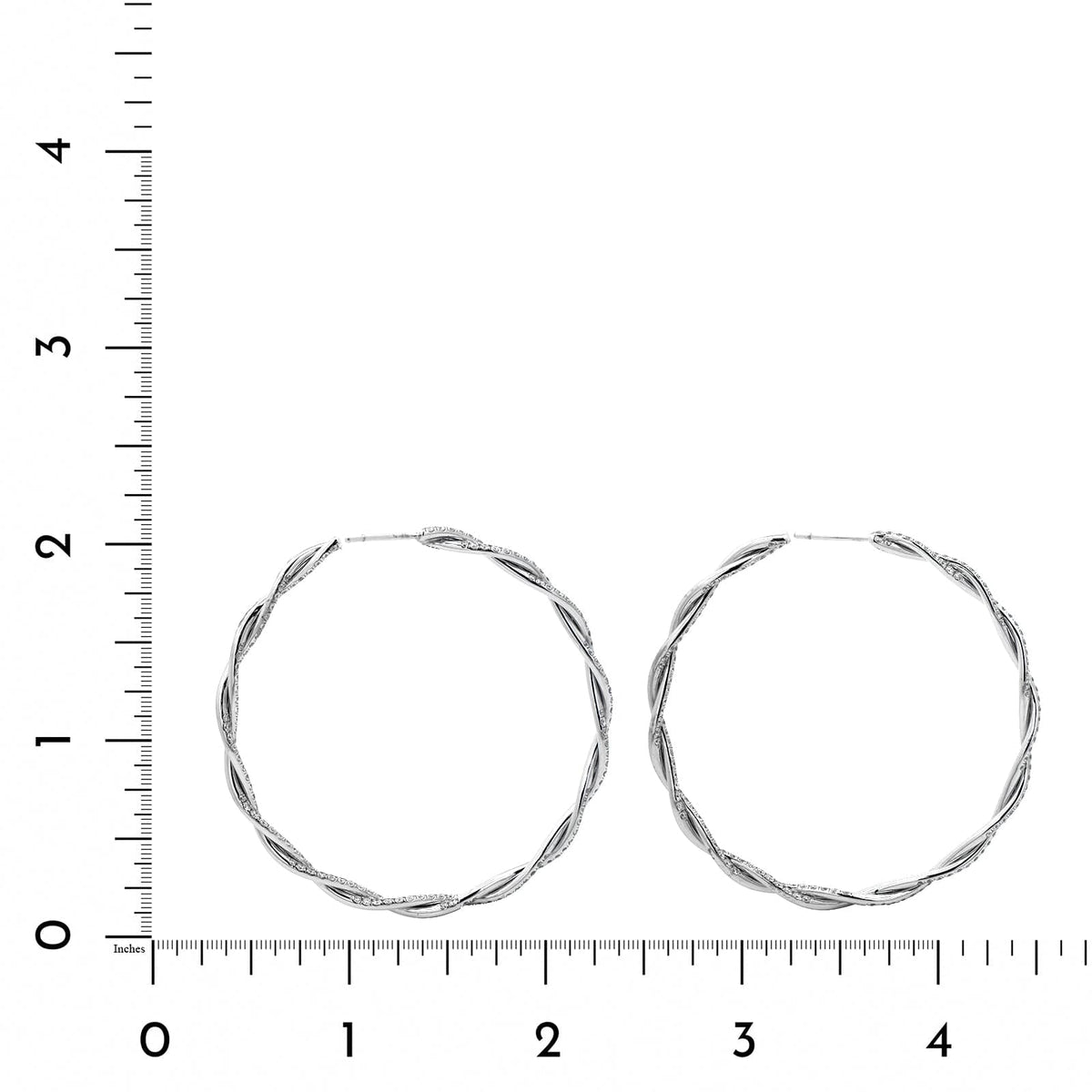 Eclat Jewels 18K White Gold Twisted Diamond Hoop Earrings