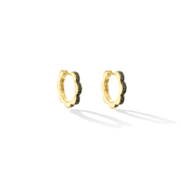 CADAR 18K Yellow Gold Small Triplet Black and White Diamond Hoop Earrings