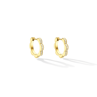 CADAR 18K Yellow Gold Small Triplet Black and White Diamond Hoop Earrings