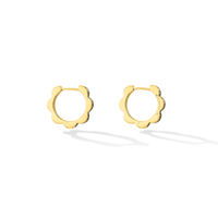 CADAR 18K Yellow Gold Small Triplet Black and White Diamond Hoop Earrings