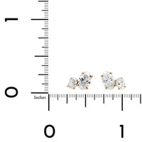 18K Yellow Gold 2 Stone Oval Diamond Stud Earrings