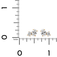 18K Yellow Gold 2 Stone Oval Diamond Stud Earrings