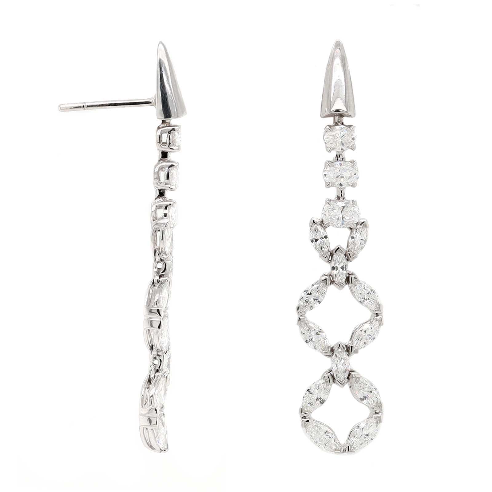 Etho Maria 18K White Gold Multi Shaped Diamond Drop Earrings