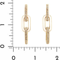 Etho Maria 18K Yellow Gold Pave Set Brown Diamond and White Ceramic Link Drop Earrings