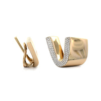 Vhernier 18K White Gold Pave Set Diamond Tonneau Earrings
