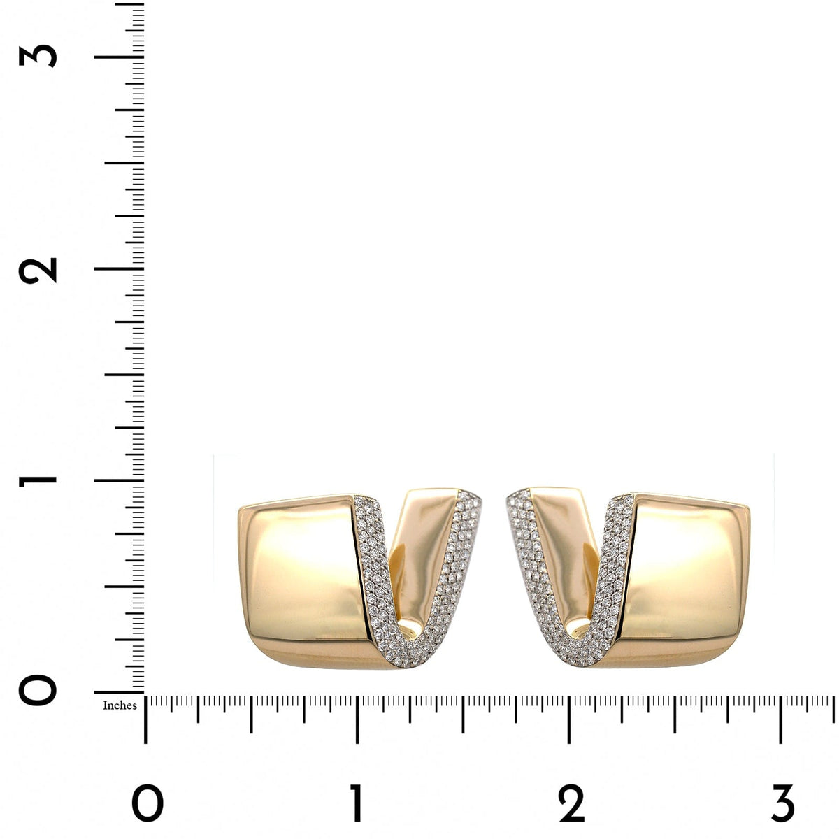 Vhernier 18K White Gold Pave Set Diamond Tonneau Earrings