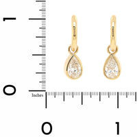 18K Yellow Gold Bezel Set Pear Shaped Diamond Huggie Earrings