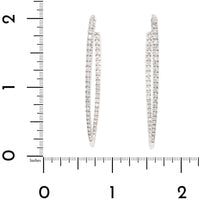 18K White Gold Diamond Marquise Shaped Hoop Earrings