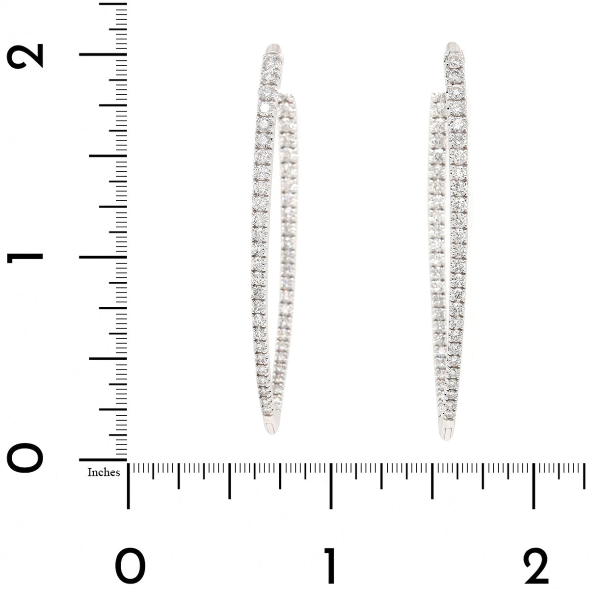 18K White Gold Diamond Marquise Shaped Hoop Earrings