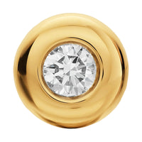 Bezel Set Stud Earrings 18K Yellow Gold with Diamonds, 6.4mm