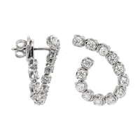 18K White Gold Diamond Twisted Hoop Earrings