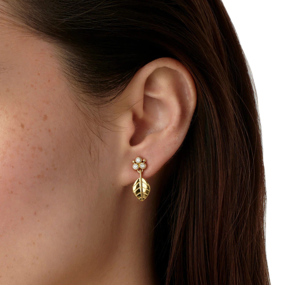 Temple St. Clair 18K Yellow Gold Arcadia Diamond Leaf Drop Earrings