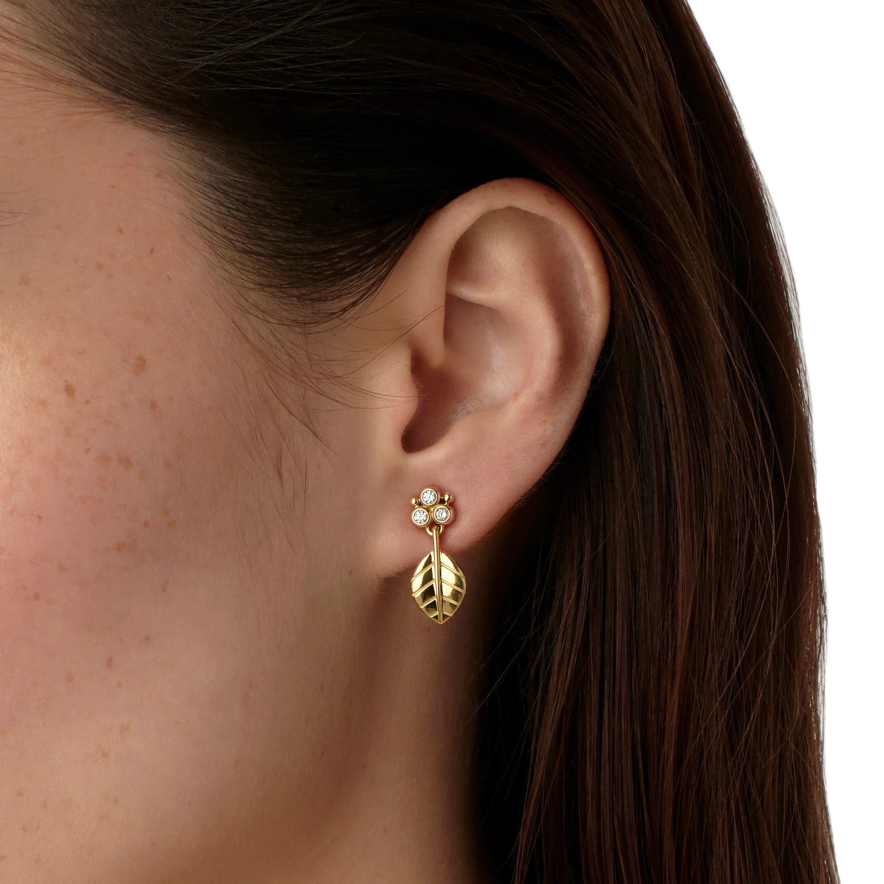 Temple St. Clair 18K Yellow Gold Arcadia Diamond Leaf Drop Earrings