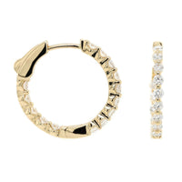 14K Yellow Gold Inside Out Diamond Hoop Earrings