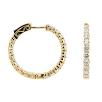 14K Yellow Gold Inside Out Diamond Hoop Earrings