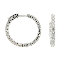 14K White Gold Inside Out Diamond Hoop Earrings