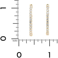 14K Yellow Gold Inside Out Diamond Oval Hoop Earrings