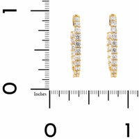 18K Yellow Gold Inside Out .75" Diamond Oval Shaped Hoop Earrings