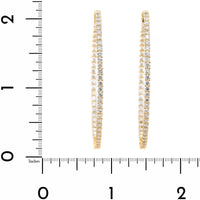 18K Yellow Gold Inside Out 2" Diamond Oval Shaped Hoop Earrings