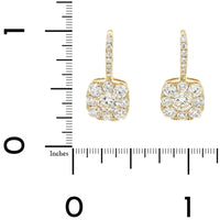 14K Yellow Gold Cluster Diamond Drop Earrings