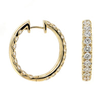14K Yellow Gold Inside Out Oval Diamond Hoop Earrings