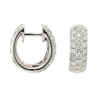 14K White Gold Pave Diamond Huggie Earrings