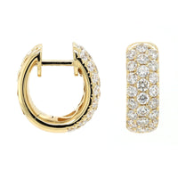14K Yellow Gold Pave Diamond Huggie Earrings