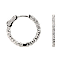 14K White Gold Inside Out Diamond Hoop Earrings