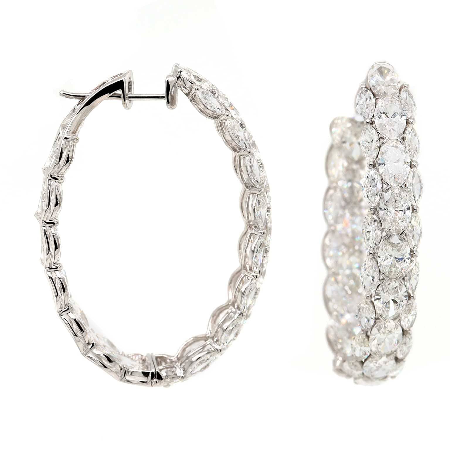Etho Maria 18K White Gold Multi Shaped Large Diamond Hoop Earrings