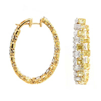 Etho Maria 18K Yellow Gold Multi Shaped White and Yellow Diamond Hoop Earrings