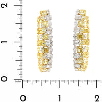 Etho Maria 18K Yellow Gold Multi Shaped White and Yellow Diamond Hoop Earrings