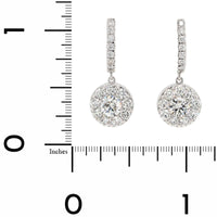 14K White Gold Cluster Diamond Huggie Drop Earrings