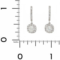 14K White Gold Cluster Diamond Huggie Drop Earrings