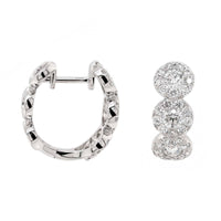 14K White Gold Cluster Diamond Huggie Earrings