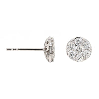 14K White Gold Diamond Cluster Stud Earrings