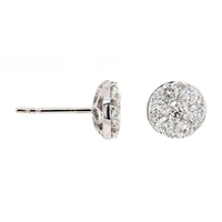 14K White Gold Diamond Cluster Stud Earrings