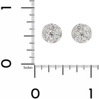 14K White Gold Diamond Cluster Stud Earrings