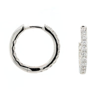 18K White Gold Inside Out .30CTW Diamond Round Hoop Earrings