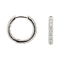 18K White Gold Inside Out .55CTW Diamond Round Hoop Earrings
