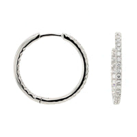 18K White Gold Inside Out .55CTW Diamond Round Hoop Earrings