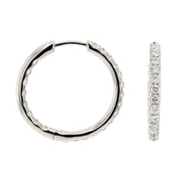 18K White Gold Inside Out .95CTW Diamond Round Hoop Earrings