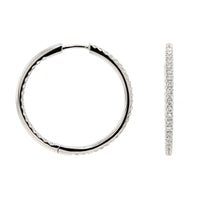 18K White Gold Inside Out .80CTW Diamond Round Hoop Earrings