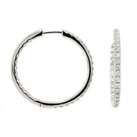18K White Gold Inside Out 1.36CTW Diamond Round Hoop Earrings