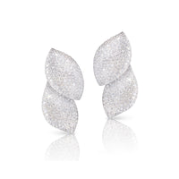 Pasquale Bruni 18K White Gold Pave Diamond Double Leaf Aleluia Earrings
