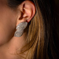 Pasquale Bruni 18K White Gold Pave Diamond Double Leaf Aleluia Earrings