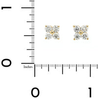 14K Yellow Gold 4 Stone Diamond Cluster Stud Earrings