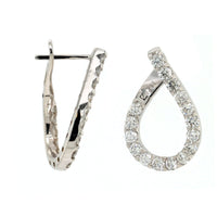 14K White Gold Diamond J Hoop Earrings